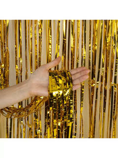 Дождик-занавес для праздника, длина 2 м, ширина 1 м, золотистый 4