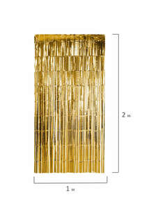 Дождик-занавес для праздника, длина 2 м, ширина 1 м, золотистый 6