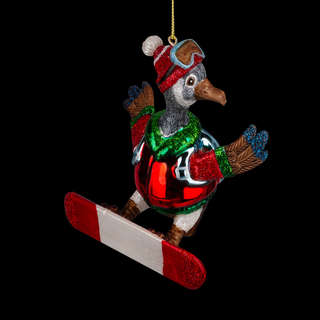 Украшение Птица на сноуборде, 11 см, стекло, ErichKrause Decor