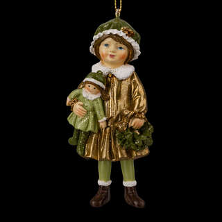 Украшение Девочка с куклой рождественская, 10 см, ErichKrause...