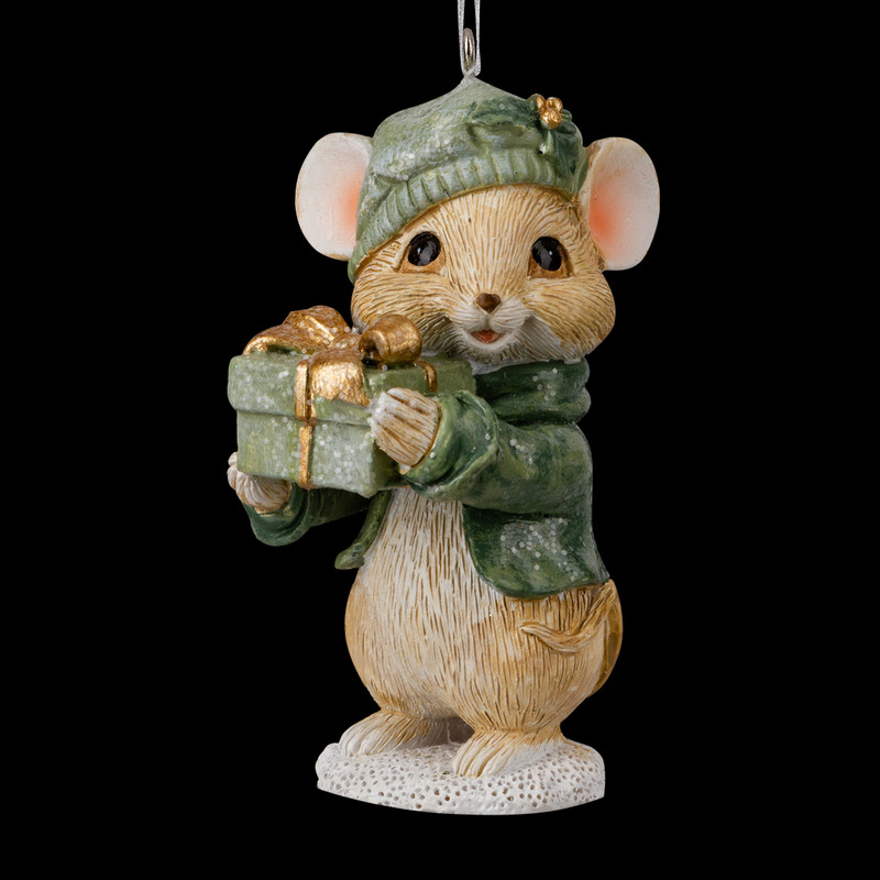 Украшение Мышка с подарком, 8 см, ErichKrause Decor