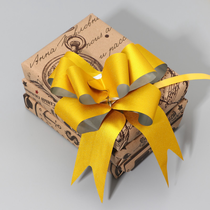 Бант-бабочка, металлизированный с глиттером, №4.5, золотой