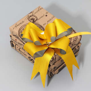 Бант-бабочка, металлизированный с глиттером, №4.5, золотой