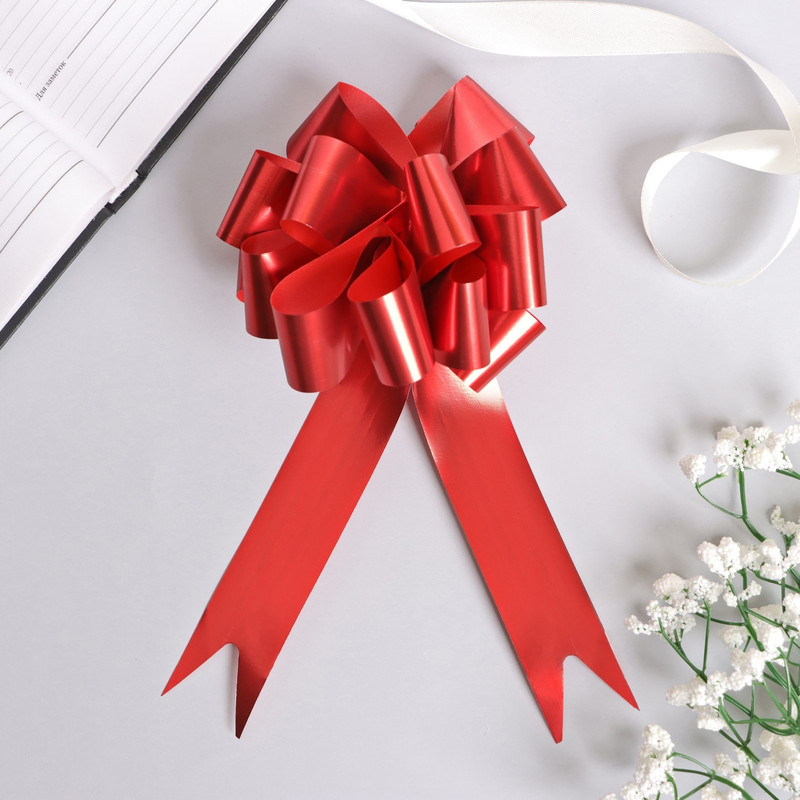 Бант-шар №3 металлик, красный