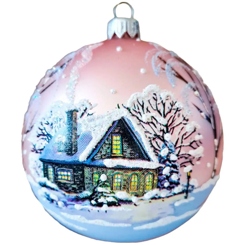 Шар 'Пейзаж снежный' 10 см, стекло, в подарочной упаковке, Коломеев