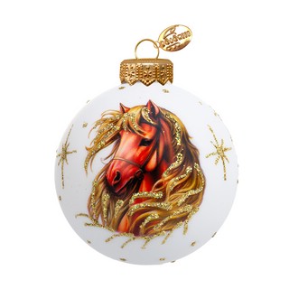 Шар 'Конь златогривый' 10 см, стекло, в подарочной упаковке, ...