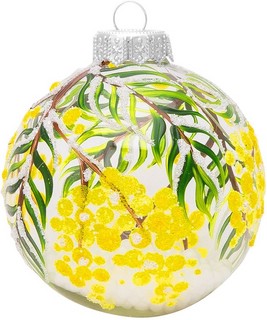 Шар 'Ветка мимозы' 8 см, стекло, в подарочной упаковке, Коломеев