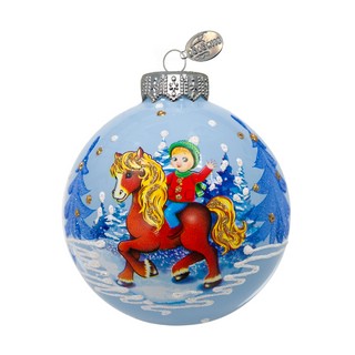 Шар 'Мальчик на лошадке' 8 см, стекло, в подарочной упаковке,...
