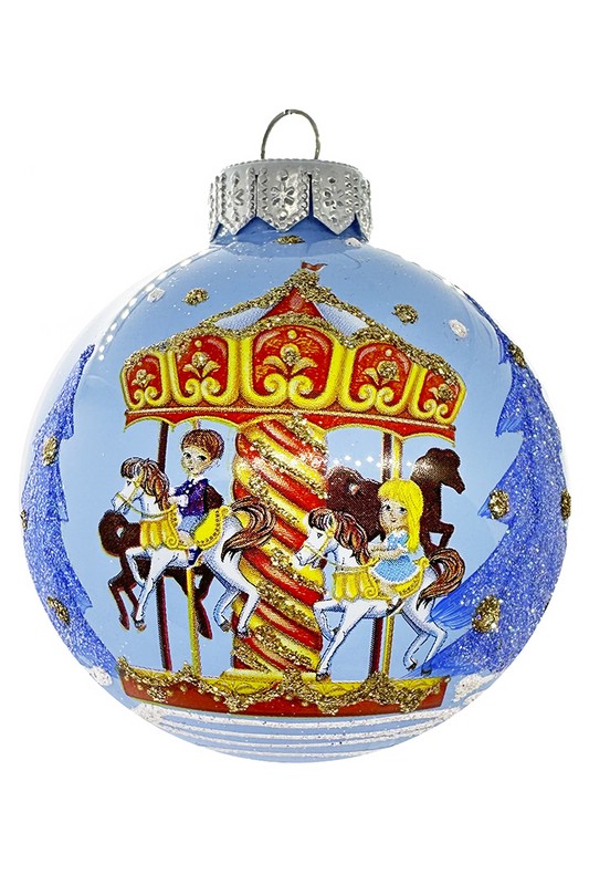 Шар 'Весёлая карусель' 8 см, стекло, в подарочной упаковке, Коломеев