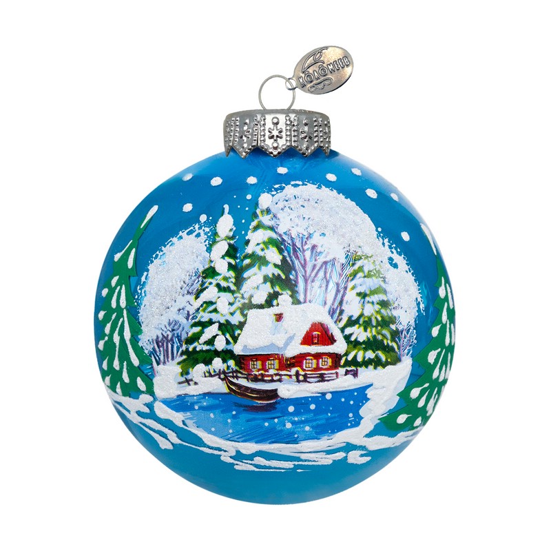 Шар 'Домик на берегу' 8 см, стекло, в подарочной упаковке, Коломеев