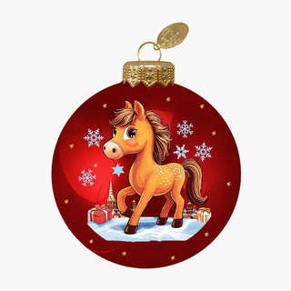 Шар 'Лошадка игривая' 8 см, стекло, в подарочной упаковке, Ко...