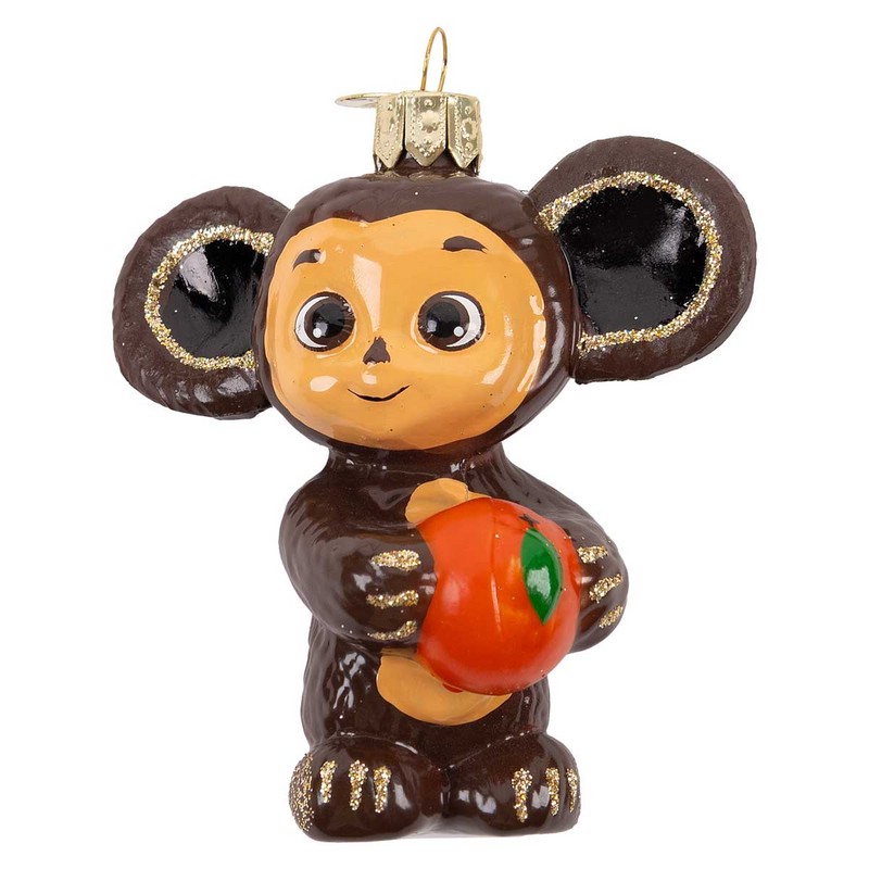 Ёлочное украшение 'Чебурашка с апельсином' 9 см, в подарочной упаковке