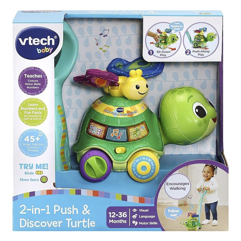 Интерактивная каталка VTech «Черепаха - толкай и изучай», 2 в 1