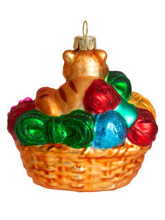 Елочное украшение 'Котенок в корзинке с клубочками пряжи' Holiday Classics 2