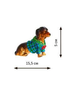 Елочное украшение 'Такса в синем костюмчике' 15 см, стекло, Holiday Classics 2