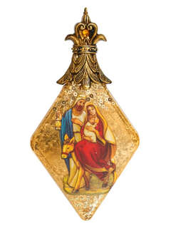 Елочное украшение 'Святое семейство' золотое винтажное, 16 см...