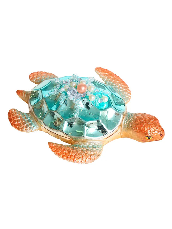 Елочное украшение 'Черепаха бирюзовая' 12 см, стекло, Holiday Classics