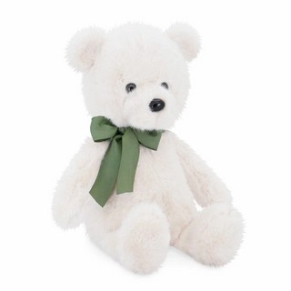 Медвежонок Тёпа, 25 см, белый, с зеленым бантом, Orange Toys