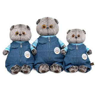 Кот Басик в комбинезоне 'Деним' 25 см, BudiBasa 4