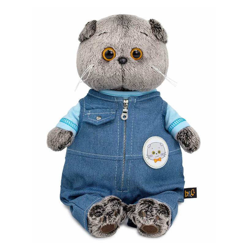 Кот Басик в комбинезоне 'Деним' 25 см, BudiBasa