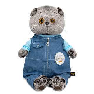Кот Басик в комбинезоне 'Деним' 25 см, BudiBasa