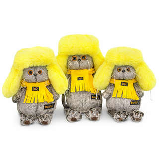 Кот Басик в желтой меховой шапке 25 см, BudiBasa 3