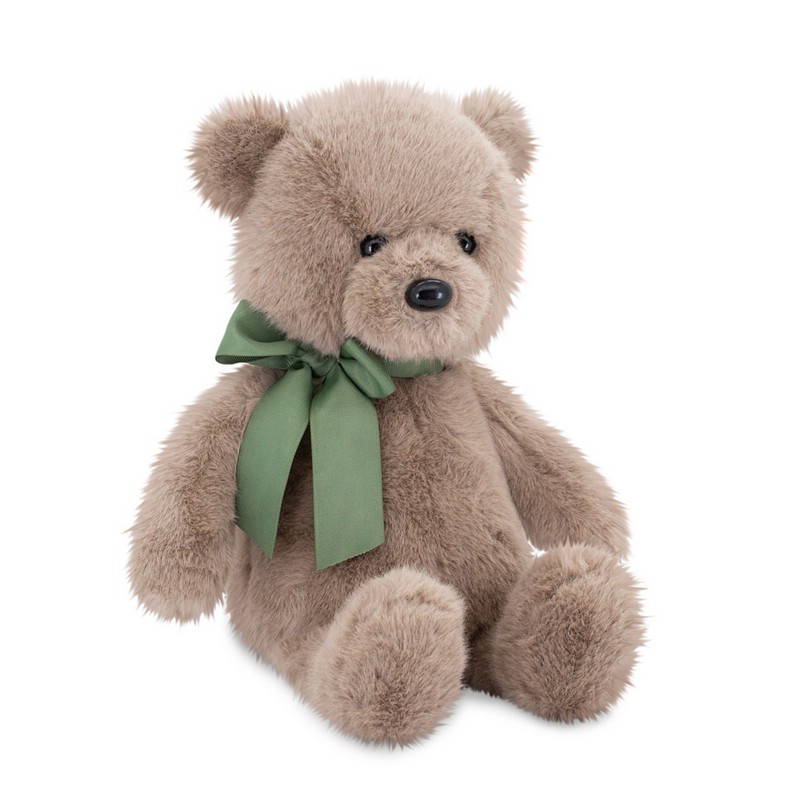 Медвежонок Тёпа, 25 см, мокко, с зеленым бантом, Orange Toys