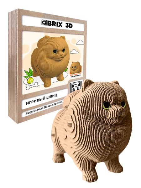 3D конструктор Игривый Шпиц, картон, 72 деталей, QBRIX 20104