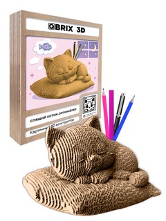 3D конструктор Спящий Котик - органайзер, картон, 93 детали, ...