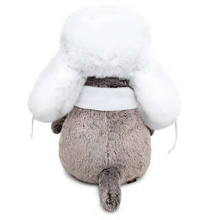 Кот Басик в белой меховой шапке и шарфике, 25 см, BudiBasa 5