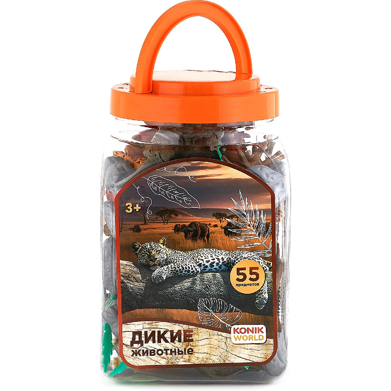 Дикий мир: Набор фигурок животных в ведёрке (средний)