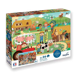 Набор из 2х пазлов 'Деревня и город', 2 х 24 элемента