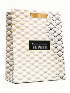 Пакет подарочный вертикальный «С наилучшими пожеланиями», 18x...