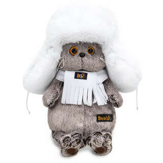 Кот Басик в белой меховой шапке (шарфик в ассортименте), 22 с...