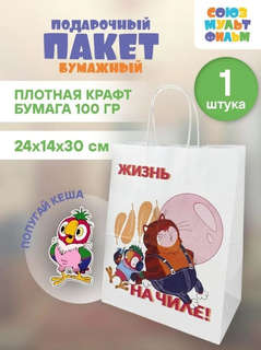 Пакет подарочный «Попугай Кеша. На чиле», 24х14х30 см 2