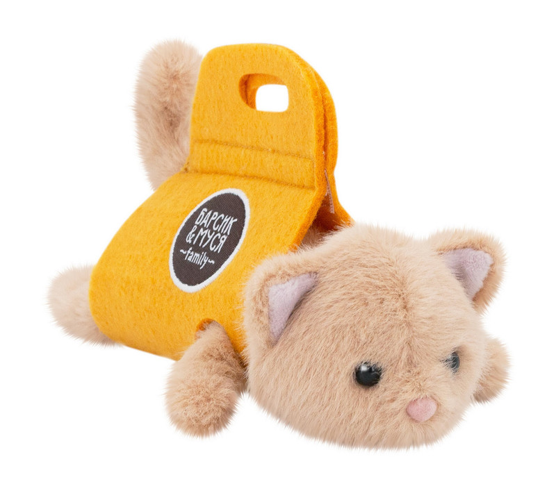Котенок в переноске, 17 см, бежевый, мягкая игрушка Orange TOYS