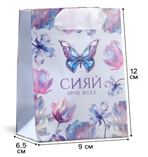 Пакет подарочный ламинированный, «Сияй», 9x12x6.5 см