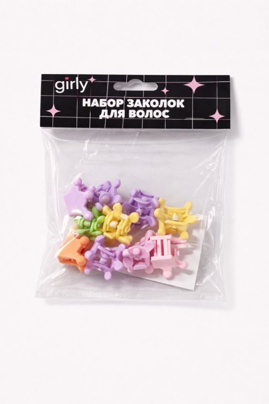 Набор заколок для волос GIRLY 10 шт. 'Корона', радуга