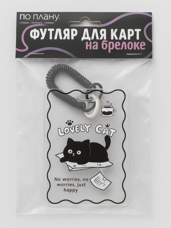 Футляр для карт с брелоком ПО ПЛАНУ 'Милый кот'
