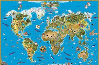 Карта мира 'Обитатели Земли' для детей, артикул НД30075