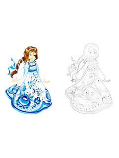 Раскраска Гжельская роспись: Народные узоры 2