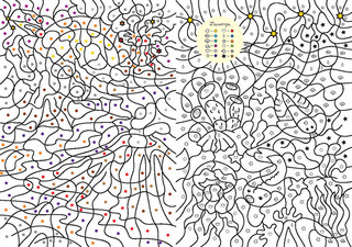 Мир динозавров. Цвета, символы, номера, Волшебная раскраска 2
