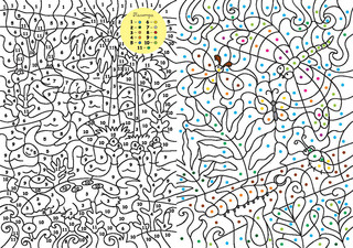 Мир динозавров. Цвета, символы, номера, Волшебная раскраска 3