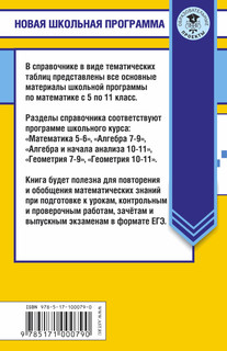 Математика в таблицах. 10-11 классы 14