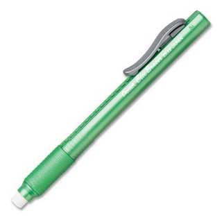 Ластик-карандаш выдвижной Pentel Click Eraser 2, зелёный корпус, артикул ZE11T-D