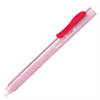 Ластик-карандаш выдвижной Pentel Click Eraser 2, красный корпус, артикул ZE11T-B