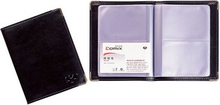 Визитница 'COMIX' на 64 карточки, черная, с железными уголками