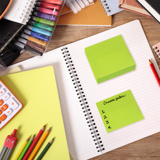 Блок самоклеящийся (стикер) неоновый, 76х76 мм, 90 л, зеленый 4