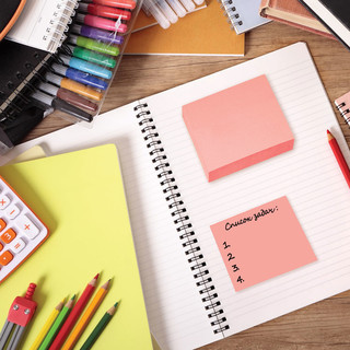 Блок самоклеящийся (стикер), Brauberg, неоновый, 76х76 мм, 90 л., розовый 3