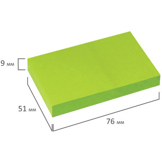Блок самоклеящийся (стикер) неоновый, 76х51 мм, 90 л, зеленый 5
